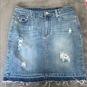 Distressed Denim pencil skirt